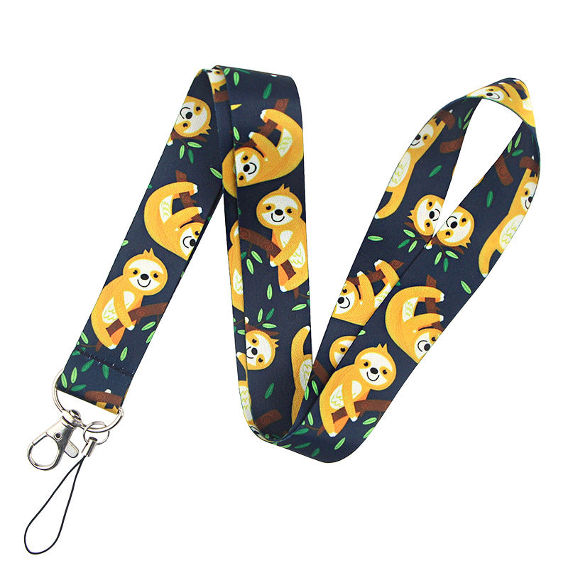 Wholesale Polyester Cute Sloth Mobile Phone Lanyard Keychain